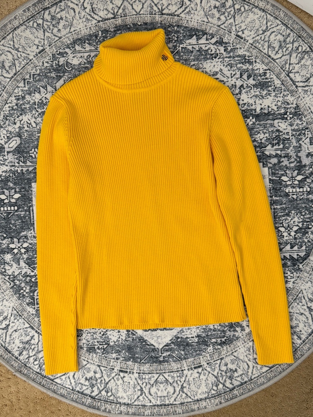 Y2k Lauren Ralph Lauren Petite yellow turtleneck sweater - Size SP